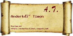 Anderkó Timon névjegykártya